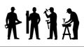 Construction Worker Silhouettes Carpenter Manual Labor Tools Royalty Free Stock Photo