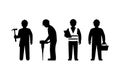 Construction Worker Silhouettes Holding Tools Safety Vest Royalty Free Stock Photo