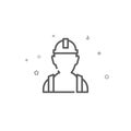 Construction worker simple vector line icon. Symbol, pictogram, sign. Light background. Editable stroke