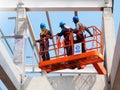 Man Working on the Working at height on construction Royalty Free Stock Photo