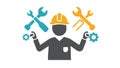 Construction Worker Skilled Labor Icon: Wrench and Hammer, vector design Generative AI Royalty Free Stock Photo