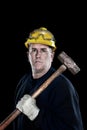 Construction worker with sledgehammer