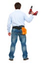 Construction worker standing back to camera Royalty Free Stock Photo