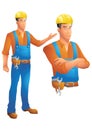 Construction worker standing presenting and bust with arms crossed