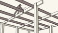 Construction Worker on Steel Beams, Building in Progress, vector design Generative AI Royalty Free Stock Photo