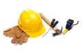 Construction worker supplies on white Royalty Free Stock Photo