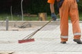 Construction worker sweeping Royalty Free Stock Photo