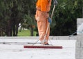 Construction worker sweeping Royalty Free Stock Photo