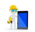 Construction worker with tablet computer Royalty Free Stock Photo