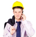 Construction worker talking on the phone Royalty Free Stock Photo