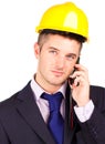 Construction worker talking on the phone Royalty Free Stock Photo