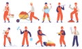 Construction worker. Technician worker character, builder, construction handyman working. Construction engineer vector