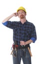 Construction worker thinking Royalty Free Stock Photo
