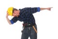 Construction worker tittering Royalty Free Stock Photo