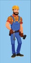 Construction worker with a tool belt, screwdriver, hammer and spanners Royalty Free Stock Photo