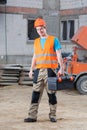 Construction worker with tool box Royalty Free Stock Photo