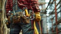 Construction worker with toolbelt.AI generated image Royalty Free Stock Photo