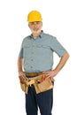 Construction Worker With Toolbelt And Hardhat