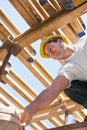 Construction worker under formwork girders Royalty Free Stock Photo