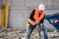 Construction worker using a jackhammer Royalty Free Stock Photo