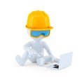 Construction worker using laptop computer