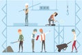 Construction worker vector illustration set