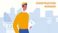 Construction Worker Vector Web Banner Template Royalty Free Stock Photo