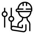 Construction worker adjusting settings pushing buttons icon