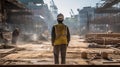 Construction worker wearing safety equipment at construction site Royalty Free Stock Photo