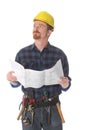 Construction worker wonderfully looking up Royalty Free Stock Photo