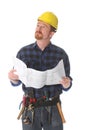 Construction worker wonderfully looking up Royalty Free Stock Photo