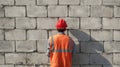Construction Worker Working on Brick Wall Royalty Free Stock Photo