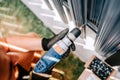 Construction worker working with an electric screwdriver on the construction site Royalty Free Stock Photo