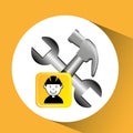 Construction worker wrench hammer graphic