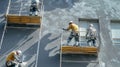 Construction Workers Applying Stucco to a Building Royalty Free Stock Photo