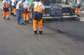 Construction workers on asphalting Royalty Free Stock Photo