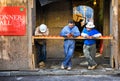 Construction workers on break