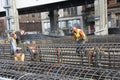 Construction workers building