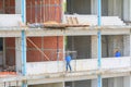 Construction workers building develop of housing at laborer work outdoor