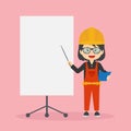 Construction Workers Character with Blank Board Royalty Free Stock Photo