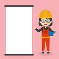 Construction Workers Character with Blank Board Royalty Free Stock Photo