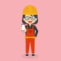 Construction Workers Character Hold The Phone Royalty Free Stock Photo