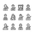 Construction Workers - A Collection of Line Art Icons for Design Royalty Free Stock Photo