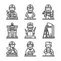 Construction Workers - A Collection of Line Art Illustrations Royalty Free Stock Photo