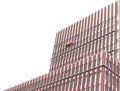 Construction with workers constructing a building's facade in Shanghai, China