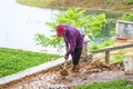 Construction workers are digging the soil.