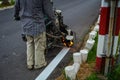 Construction workers doing road