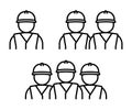 Construction workers or group engineers line icon set. Team of industrial workers in hard hat labor or construction concept Royalty Free Stock Photo