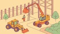 Construction Workers and Heavy Machinery Building Infrastructure, vector design Generative AI Royalty Free Stock Photo