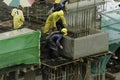 Construction workers at high-rise building